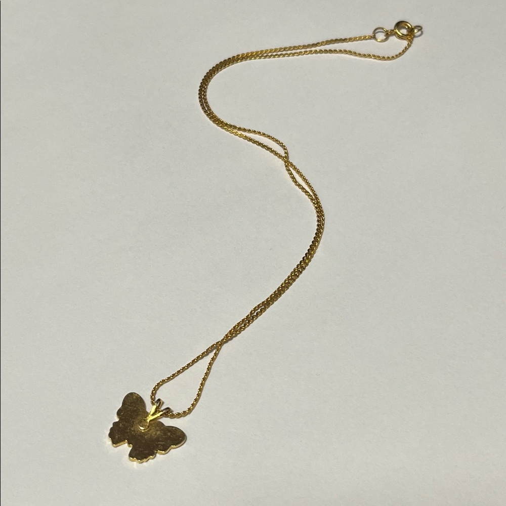Gold Butterfly Pendant Necklace - Picture 6 of 10